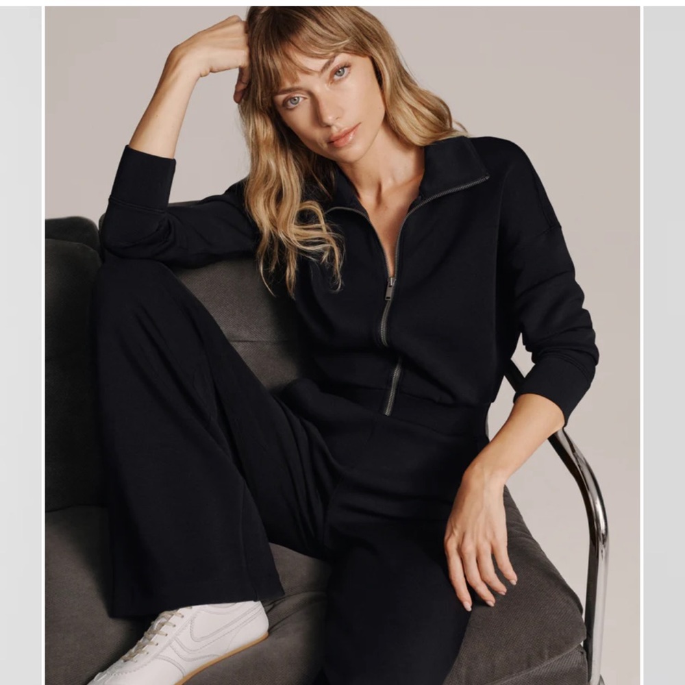 SPANX Black Long Sleeve Wide Leg Jumpsuit